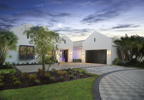 black garage door with white exterior