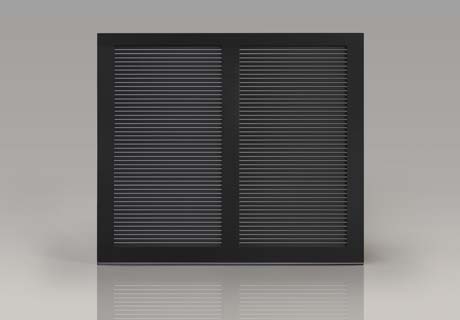 black louvered garage door in wood by clopay