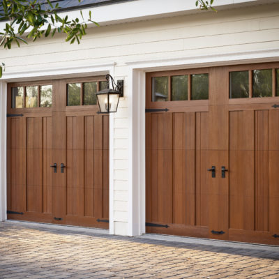 clopay canyon ridge 5 layer faux wood garage door with windows