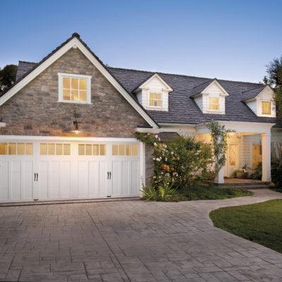 modern farmhouse garage doors in white by clopay