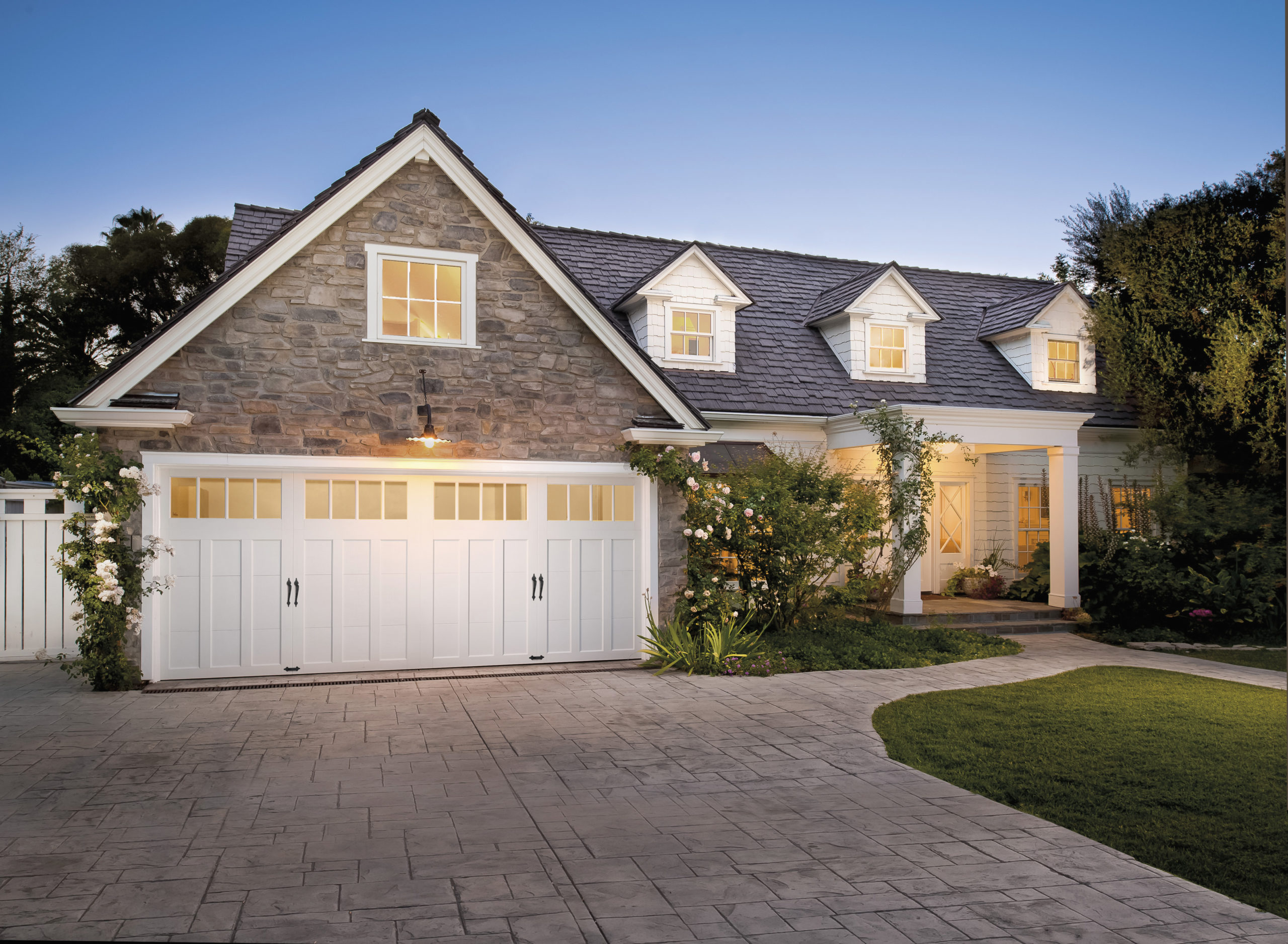 modern farmhouse garage doors in white by clopay