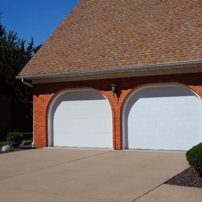 arched top white flush panel garage doors by chi ohd