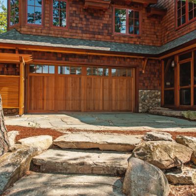 cedar wood overlay carriage style garage doors by chi ohd