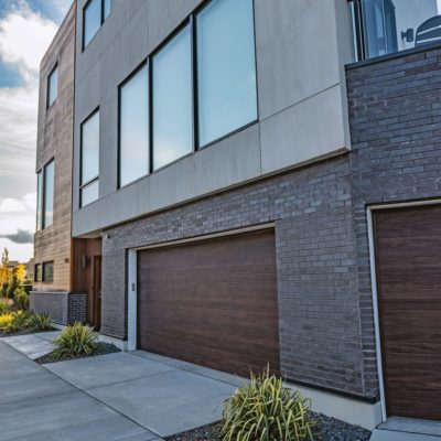 chi overhead garage doors planks wood tone