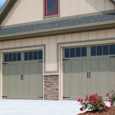 grey green one car carriage style garage doors by chi ohd