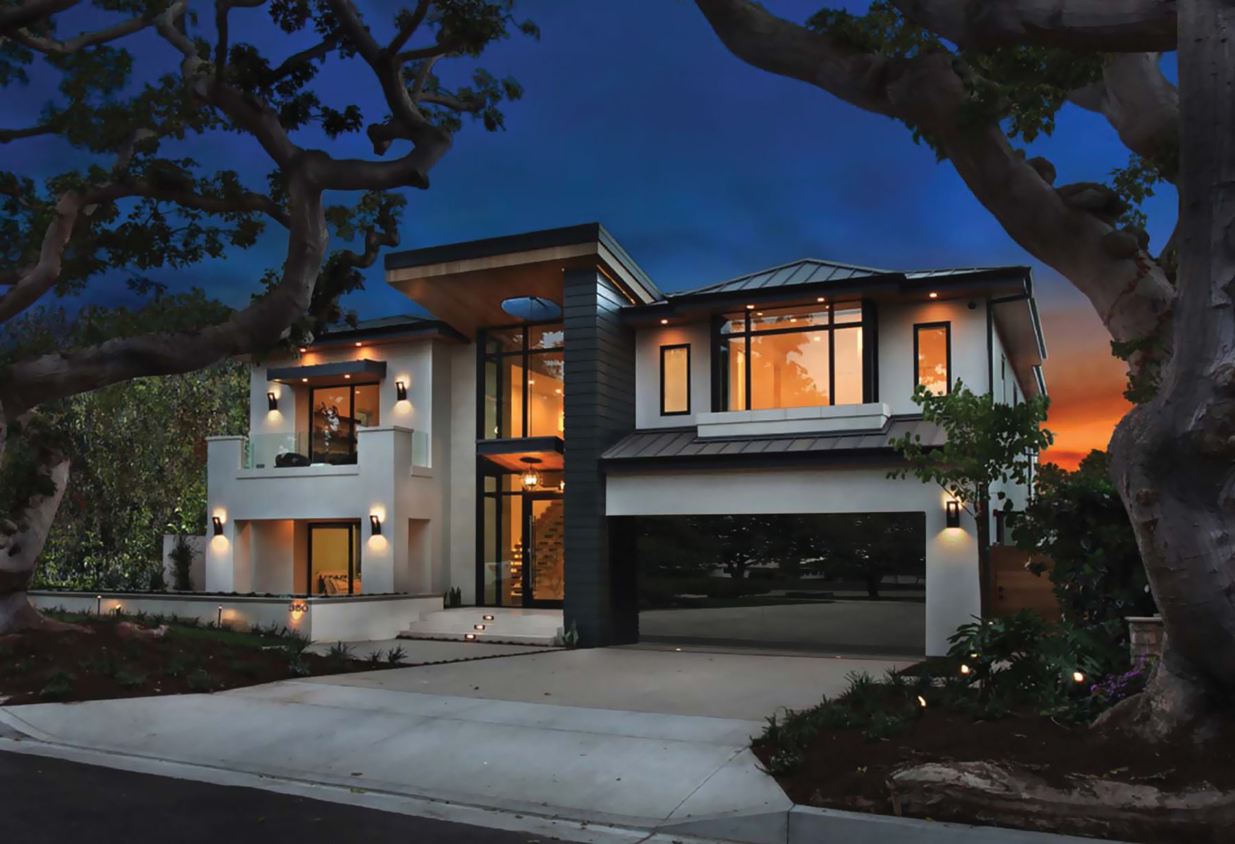 modern reflective black glass garage door