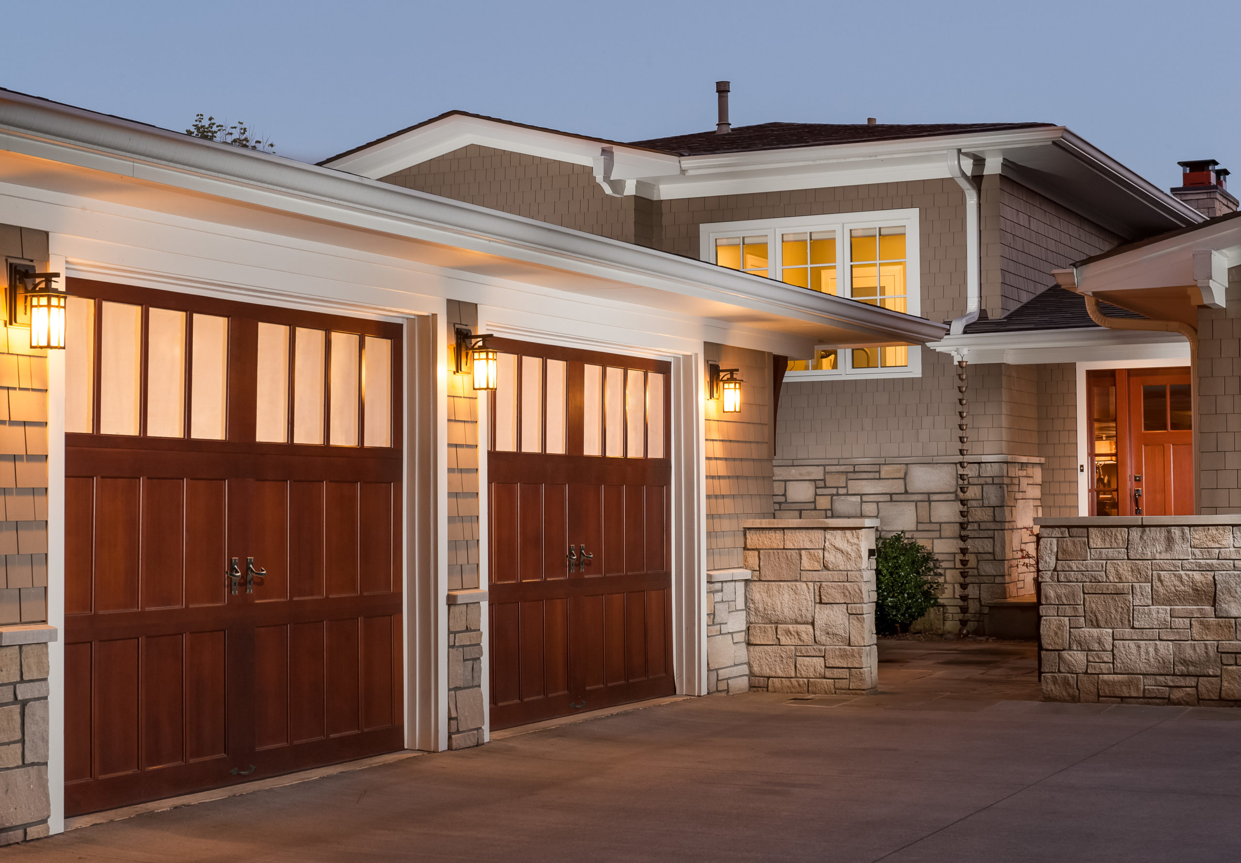 semi custom wood garage doors with windows by clopay