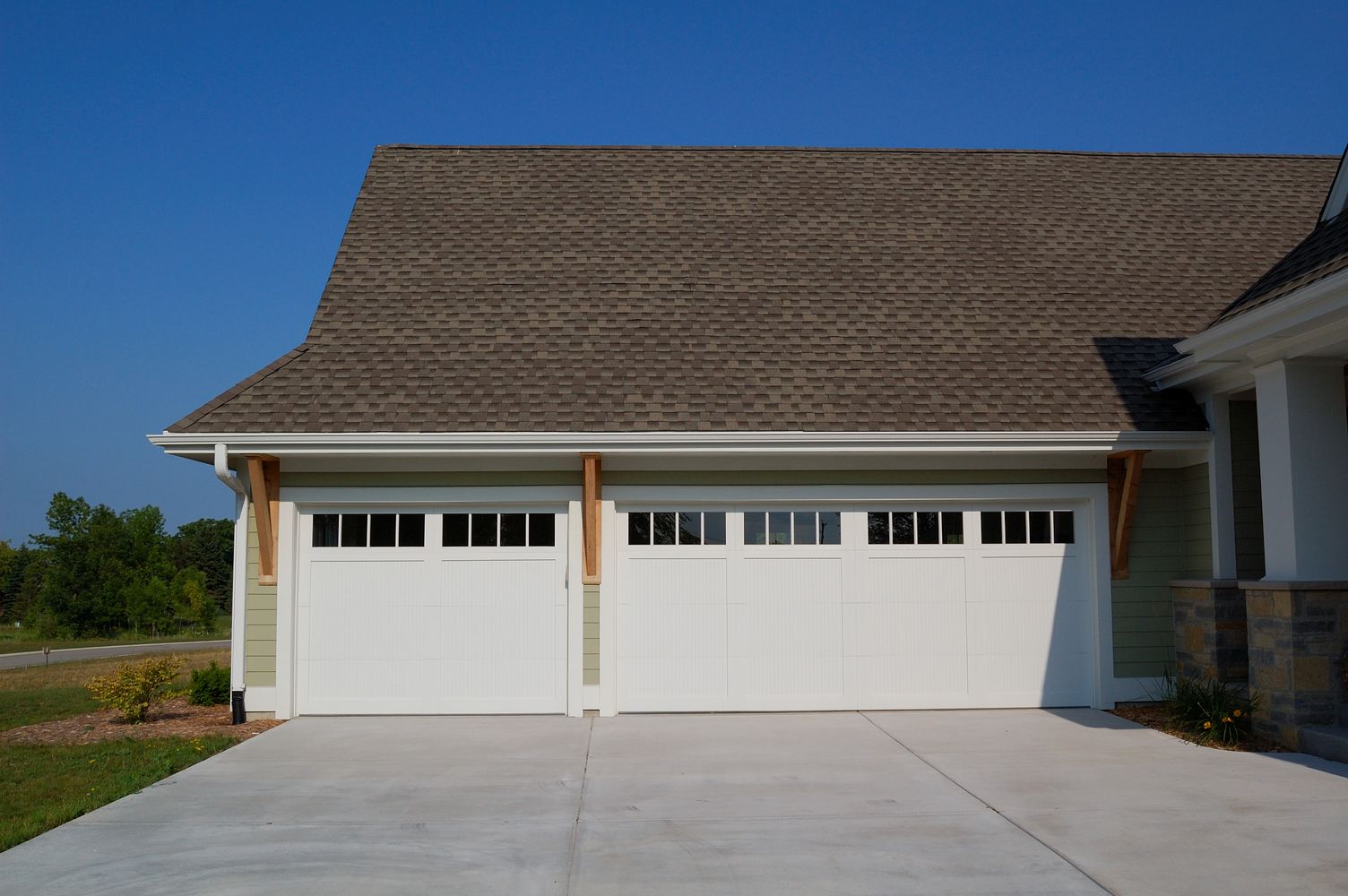 white fiberglass garage doors with windows by chi ohd