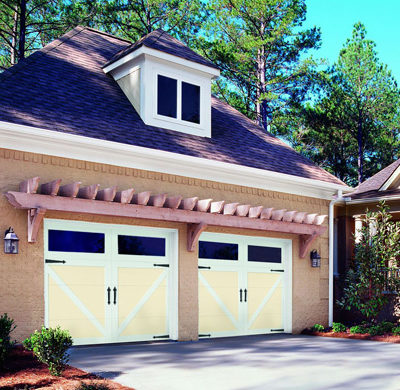 dual one car garage doors by amarr