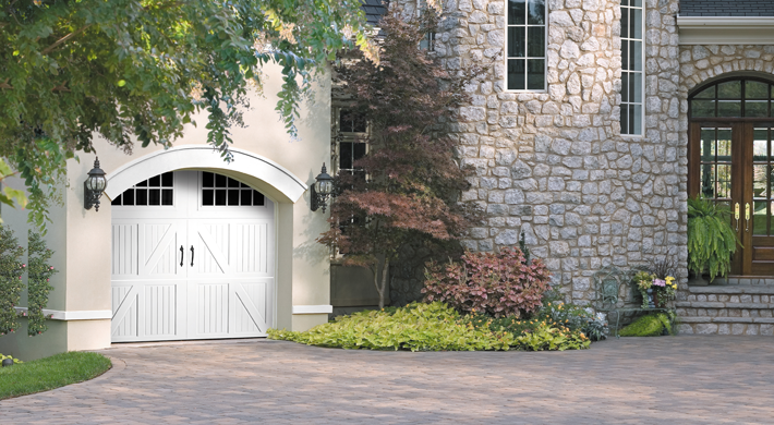 white bead board steel garage door by amarr