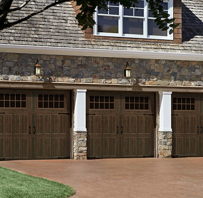 wood like short panel steel garage door by amarr