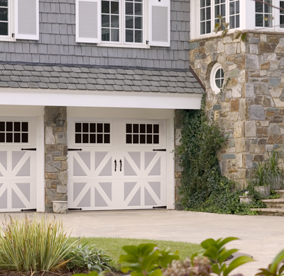 two tone steel carriage style garage door by clopay