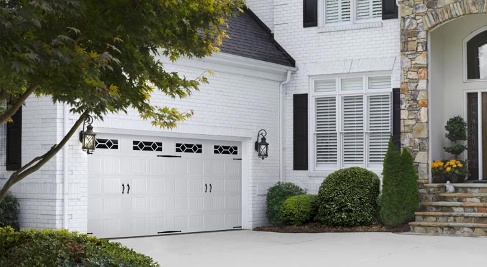 off white steel carriage garage doors by amarr