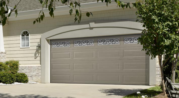 taupe steel garage door by amarr