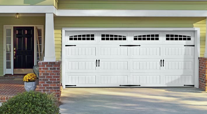 white bead board short panel garage door by amarr