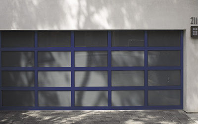 aluminum garage door - blue frame