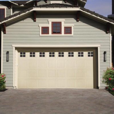 beautiful overhead durafirm collection vinyl garage door with windows in the top panel