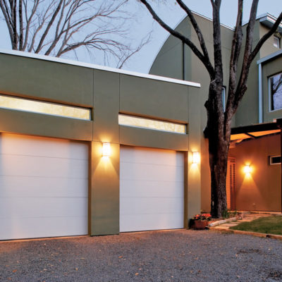 overhead garage doors in white with no windows