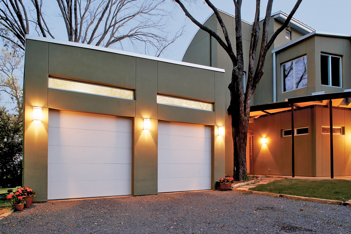 overhead garage doors in white with no windows