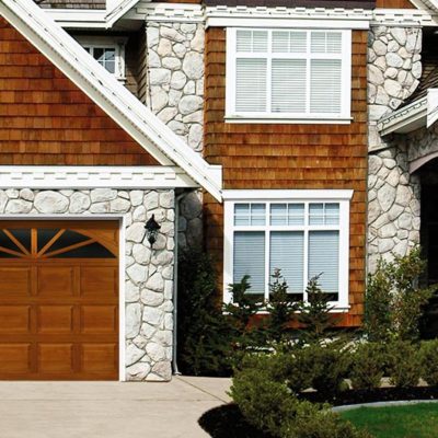 watne dalton wood garage door with half round windows