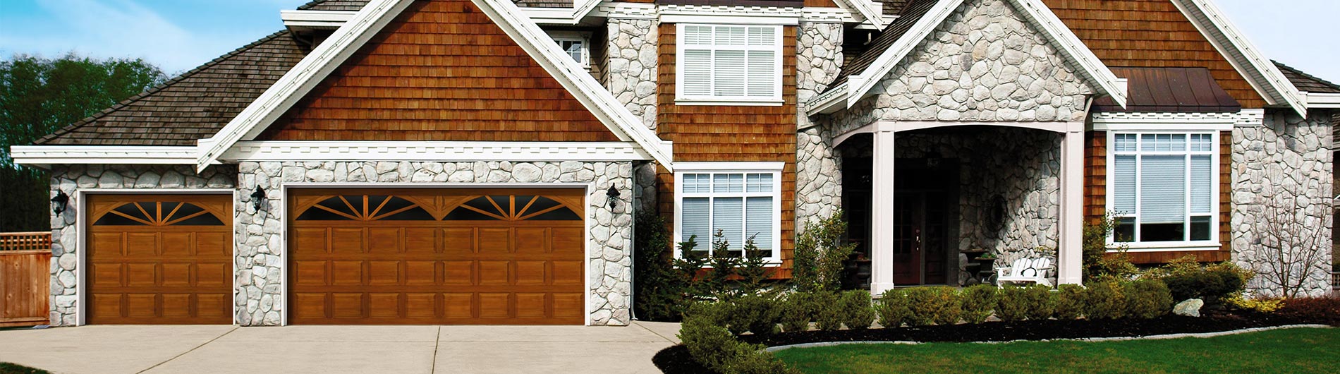 watne dalton wood garage door with half round windows