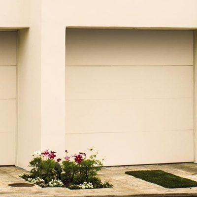 flush panel cream garage door