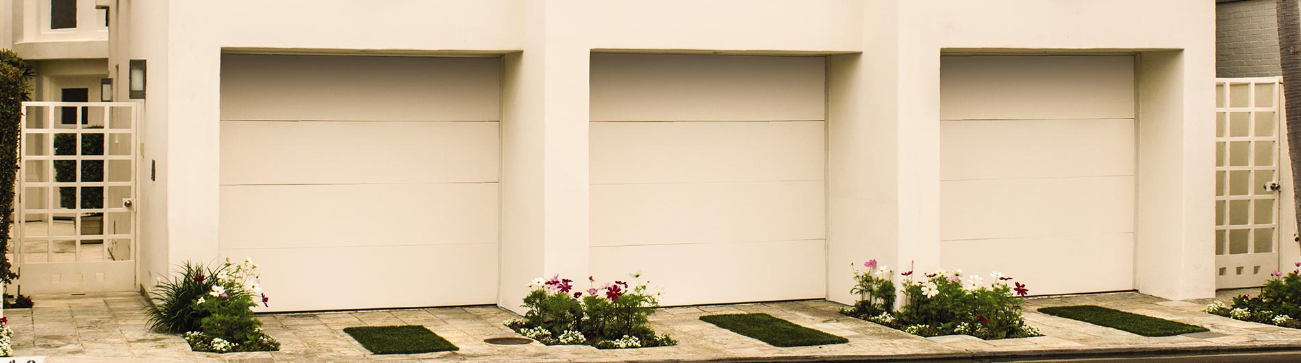 flush panel cream garage door