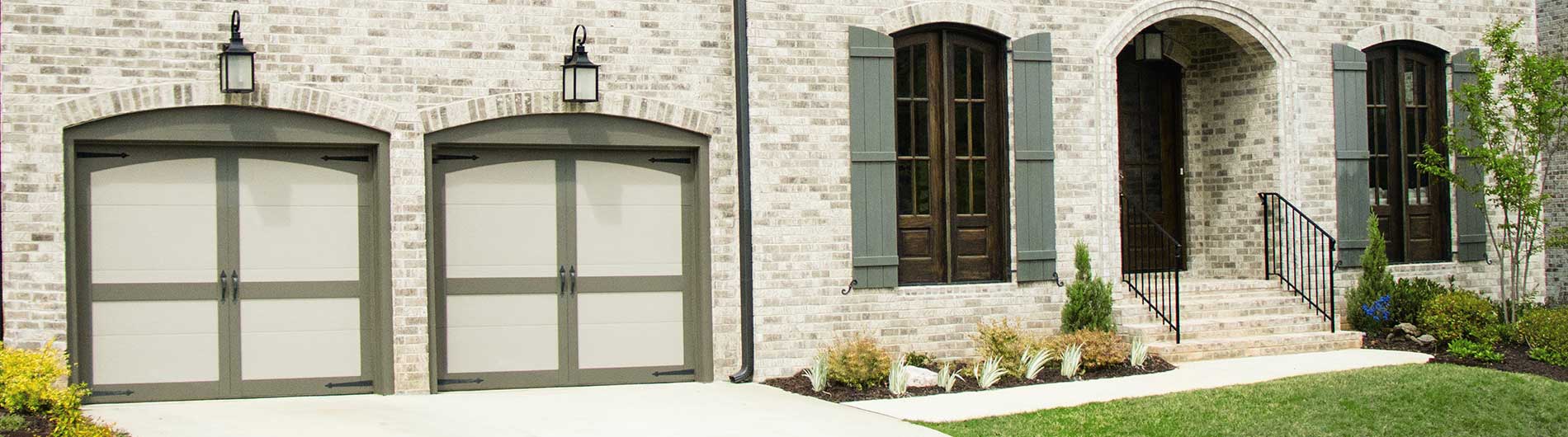 two tone steel carriage house garage doors