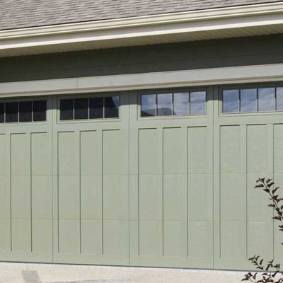 pastel green garage door