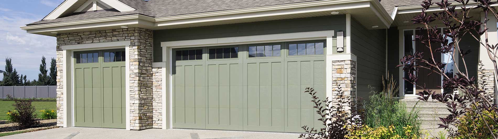 pastel green garage door