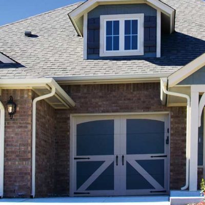 two tone colonial style carriage house garage door