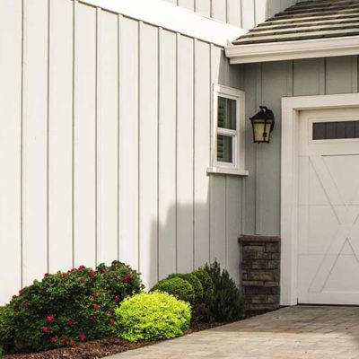 white garage door with windows