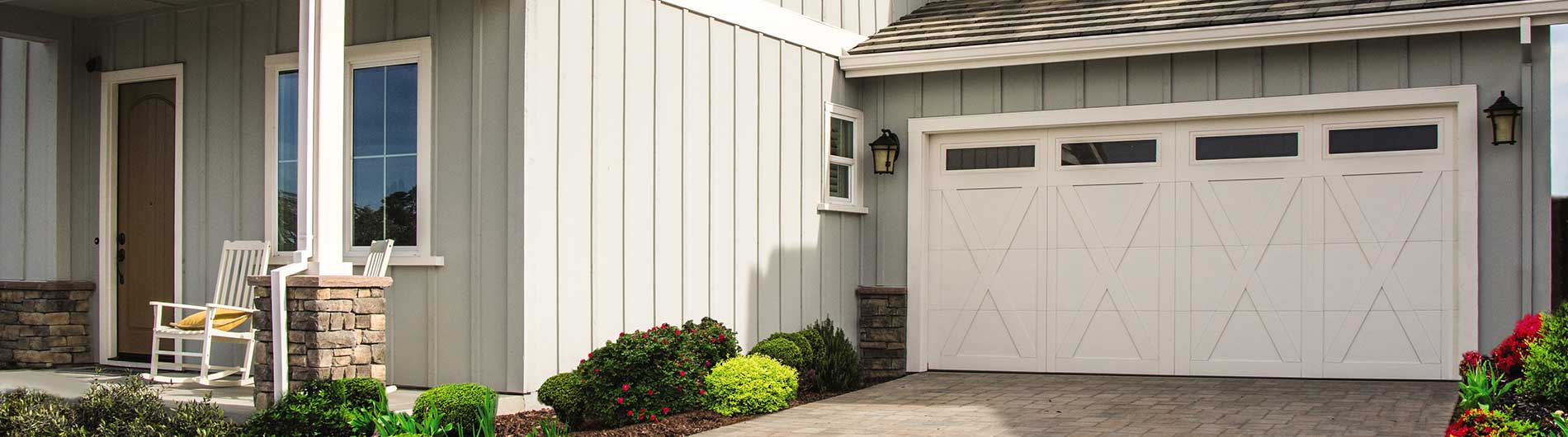 white garage door with windows