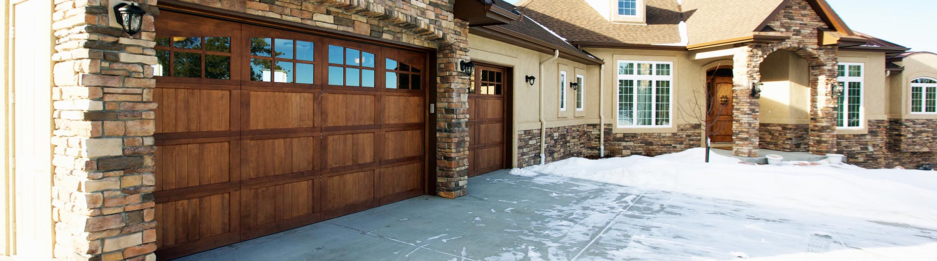 two-tone wooden garage doors