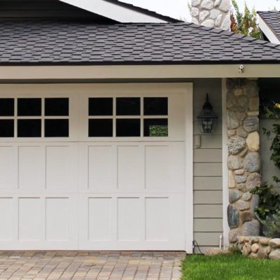 white colonial style garage doors