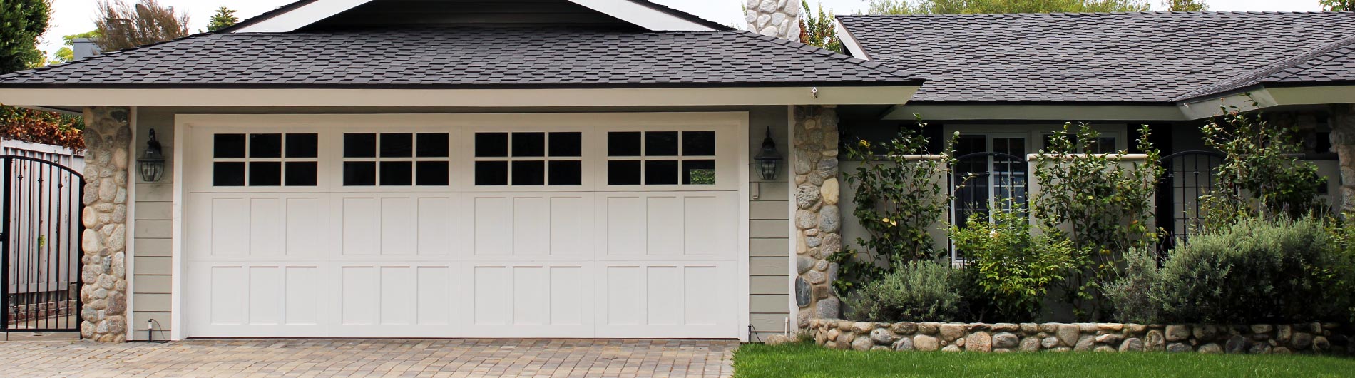 white colonial style garage doors