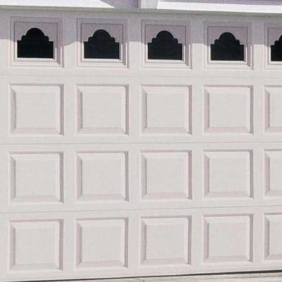 wayne dalton white vinyl garage door with decorative windows