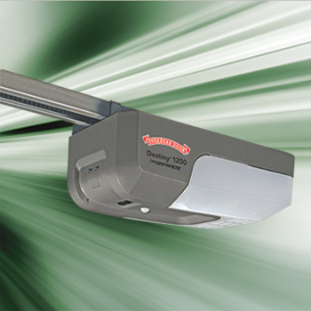 Photo of overhead door destiny 1200 ceiling mount garage door opener on green background.