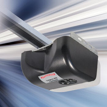 Photo of overhead garage door legacy 650 ceiling mount garage door opener on a blue background.