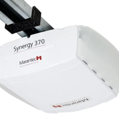 Photo of the marantec 370 garage door opener in white.