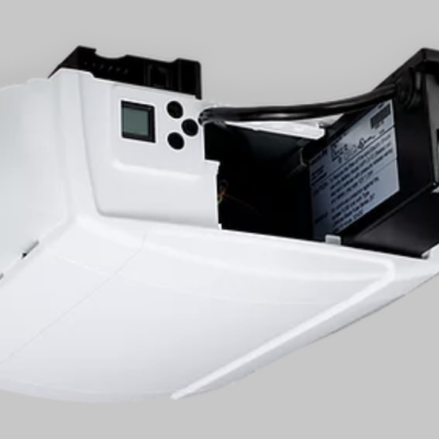 Photo of marantec synergy 380 garage door opener system with battery backup.