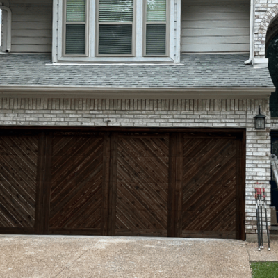 stained chevron garage door