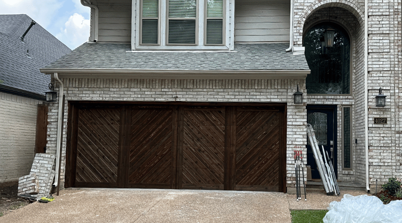 stained chevron garage door