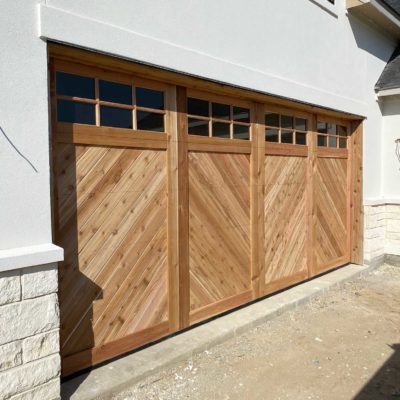 Cedar Chevron Garage Door with Glass