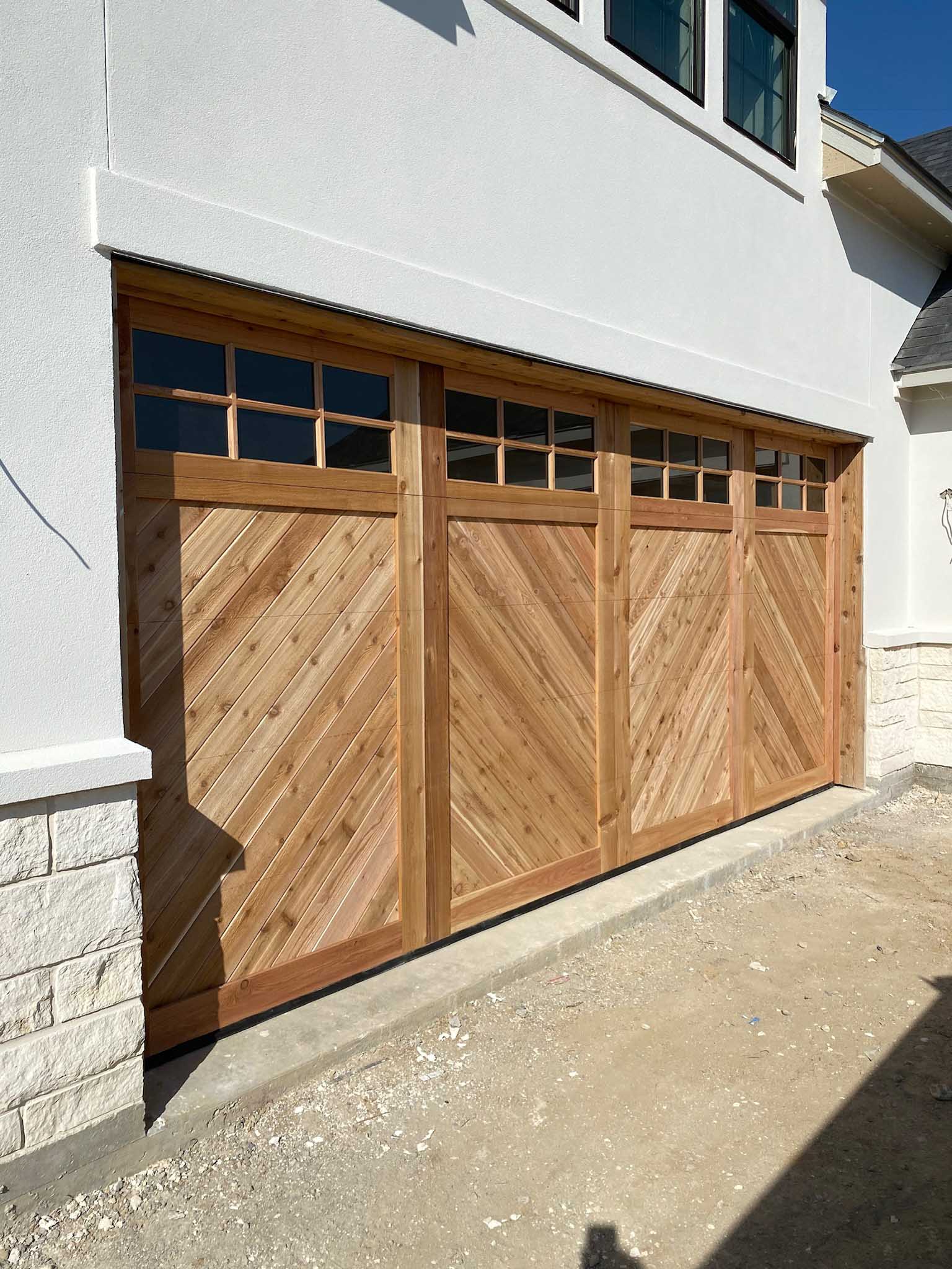 Cedar Chevron Garage Door with Glass