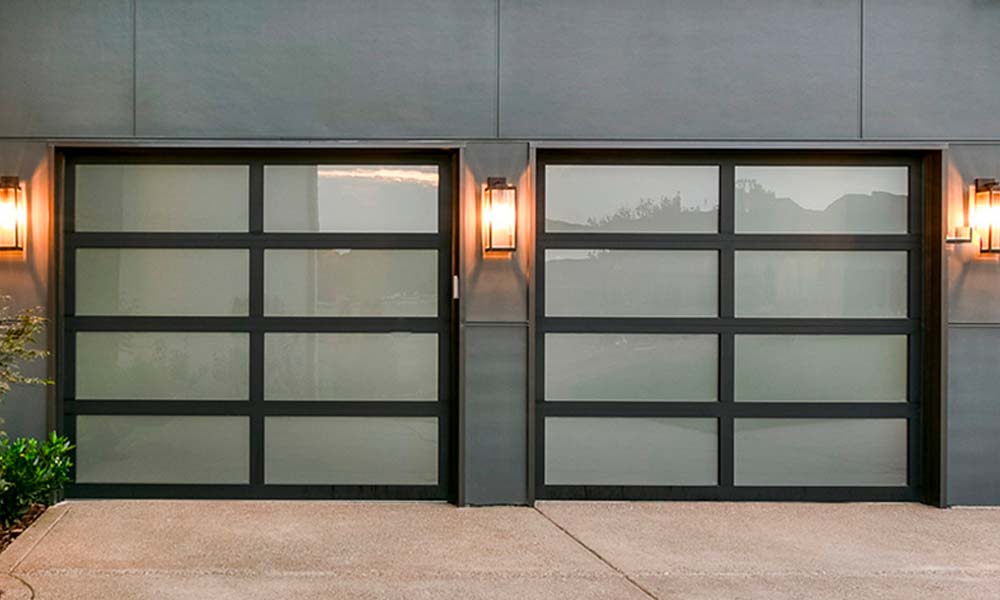 Clopay garage doors with glass panels.