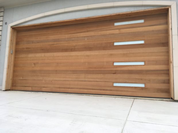 Clear Cedar Horizontal Plank Garage Door