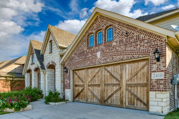 Faded cedar overlay garage door