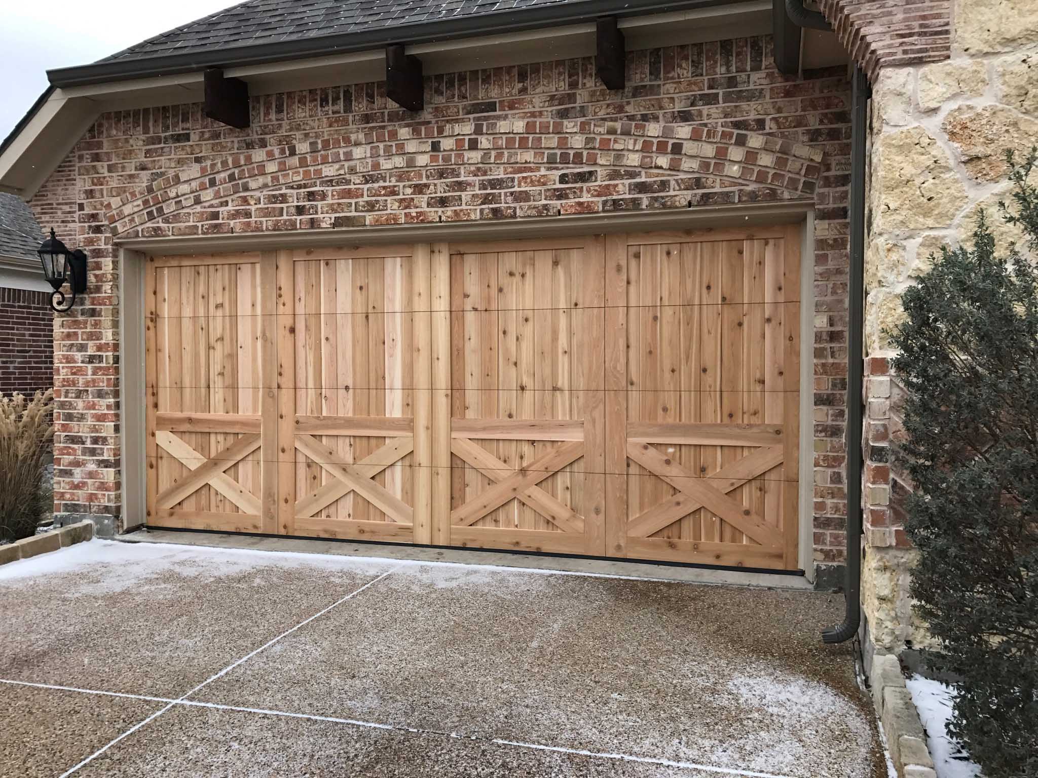 16 x 7 unfinished cedar garage door with x panels