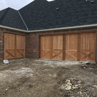 16x8 and 8x8 cedar garage doors with x panels